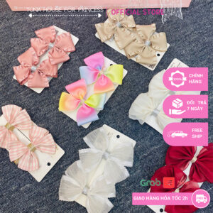 Set 2 kẹp tóc Handmade hình nơ caro xinh xắn cho bé gái diện váy công chúa thiết kế (SKT45) - Tuna House For Princess