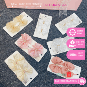 Set 2 kẹp tóc Handmade hình nơ xinh xắn cho bé gái diện váy công chúa thiết kế (SKT45) - Tuna House For Princess