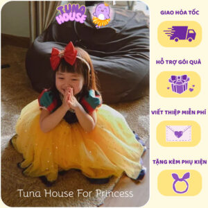 [𝐇𝐎̉𝐀 𝐓𝐎̂́𝐂][Sẵn 7-35kg] Váy đầm xoè công chúa thiết kế cho bé gái hóa trang Bạch Tuyết cute - Tuna House For Princess