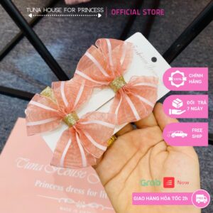 Set 2 kẹp tóc Handmade hình nơ nhún cute cho bé gái diện váy công chúa thiết kế (SKT55) - Tuna House For Princess
