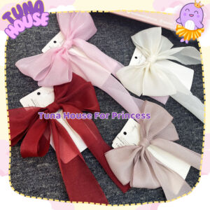 Kẹp tóc Handmade hình nơ màu kem xinh xắn cho bé gái diện váy công chúa thiết kế (KT55) - Tuna House For Princess