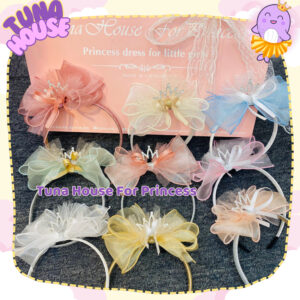 Băng đô bờm cài tóc vương miện đính đá lấp lánh Handmade cho bé gái diện váy công chúa thiết kế  - Tuna House