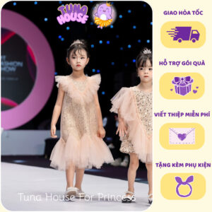 [𝐇𝐎̉𝐀 𝐓𝐎̂́𝐂][Sẵn 8-40kg] Váy đầm xoè công chúa thiết kế cho bé cánh tiên Lily- Tuna House For Princess