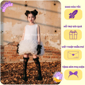 [𝐇𝐎̉𝐀 𝐓𝐎̂́𝐂] [Sẵn 9 - 36kg] Váy đầm xoè công chúa thiết kế cho bé gái sát nách nhún bèo cute  - Tuna House For Princess