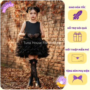 [𝐇𝐎̉𝐀 𝐓𝐎̂́𝐂][Sẵn 9-35kg] Váy đầm xoè công chúa thiết kế cho bé sát nách bèo nhún siêu mát - Tuna House For Princess