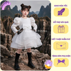 [𝐇𝐎̉𝐀 𝐓𝐎̂́𝐂][Sẵn 7-40kg] Váy đầm xoè công chúa thiết kế cho bé gái nhung kim sa siêu bồng bềnh - Tuna House For Princess
