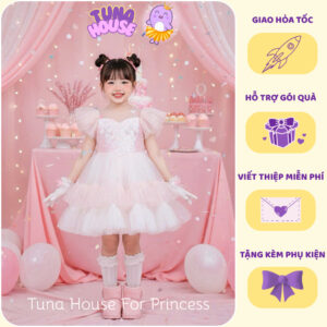 [𝐇𝐎̉𝐀 𝐓𝐎̂́𝐂] [Sẵn 7-40kg] Váy đầm xoè công chúa thiết kế cho bé gái Pony Unicorn hồng kim sa - Tuna House For Princess