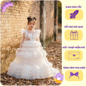 [𝐇𝐎̉𝐀 𝐓𝐎̂́𝐂][Sẵn 8-40kg] Váy đầm xoè công chúa thiết kế cho bé nhiều tầng Wendy dáng dài - Tuna House For Princess