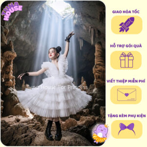 [𝐇𝐎̉𝐀 𝐓𝐎̂́𝐂] [Sẵn 9-40kg] Váy đầm xoè công chúa thiết kế cho bé gái trắng tầng siêu bồng bềnh - Tuna House For Princess