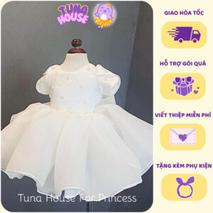 [𝐇𝐎̉𝐀 𝐓𝐎̂́𝐂][Sẵn 7-40kg] Váy đầm xoè công chúa thiết kế cho bé gái voan Oganza siêu bồng bềnh - Tuna House For Princess