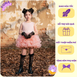 [𝐇𝐎̉𝐀 𝐓𝐎̂́𝐂] [Sẵn 9-36kg] Váy đầm xoè công chúa thiết kế cho bé bèo hồng nhún sát nách mặc hè siêu mát mẻ - Tuna House