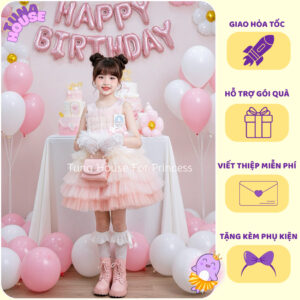[𝐇𝐎̉𝐀 𝐓𝐎̂́𝐂] [Sẵn 7-40kg] Váy đầm xoè công chúa thiết kế cho bé gái Kali tầng hồng ombre cute - Tuna House For Princess