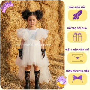 [𝐇𝐎̉𝐀 𝐓𝐎̂́𝐂][Sẵn 7-40kg] Váy đầm xoè công chúa thiết kế cho bé gái đuôi cá trắng cá tính - Tuna House For Princess