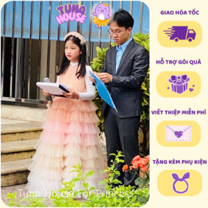 [𝐇𝐎̉𝐀 𝐓𝐎̂́𝐂][Sẵn 8-40kg] Váy đầm xoè công chúa thiết kế cho bé nhiều tầng mix màu dáng dài - Tuna House For Princess