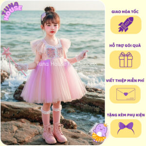 [𝐇𝐎̉𝐀 𝐓𝐎̂́𝐂][Sẵn 8-40kg] Váy đầm xoè công chúa thiết kế cho bé gái nàng tiên cá Pony cute - Tuna House For Princess