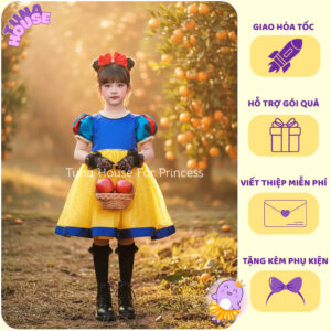 [𝐇𝐎̉𝐀 𝐓𝐎̂́𝐂][Sẵn 7-35kg] Váy đầm xoè công chúa thiết kế cho bé gái hóa trang Bạch Tuyết cute - Tuna House For Princess