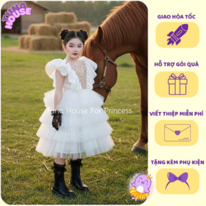 [𝐇𝐎̉𝐀 𝐓𝐎̂́𝐂][Sẵn 8-40kg] Váy đầm xoè công chúa thiết kế cho bé nhiều tầng mix cánh tiên cute - Tuna House For Princess