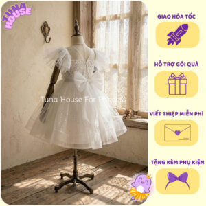 [𝐇𝐎̉𝐀 𝐓𝐎̂́𝐂][Sẵn 12-50kg] Váy đầm xoè công chúa thiết kế cho bé gái tay xòe lấp lánh bồng bềnh- Tuna House For Princess